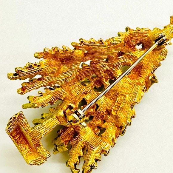 Vintage BOOK PIECE Arthur Pepper Christmas Tree Rhinestone Brooch - Picture 7 of 11